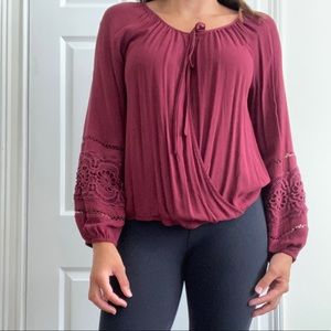 Blue Rain wine long sleeved blouse